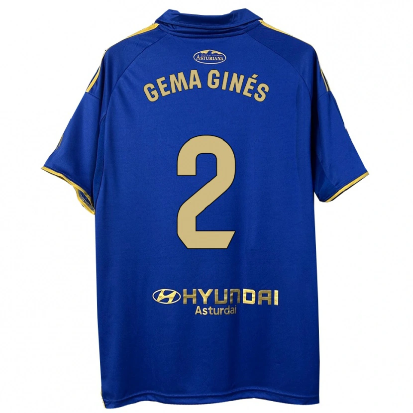 Danxen Kinder Gema Ginés #2 Blau Gold Heimtrikot Trikot 2025/26 T-Shirt