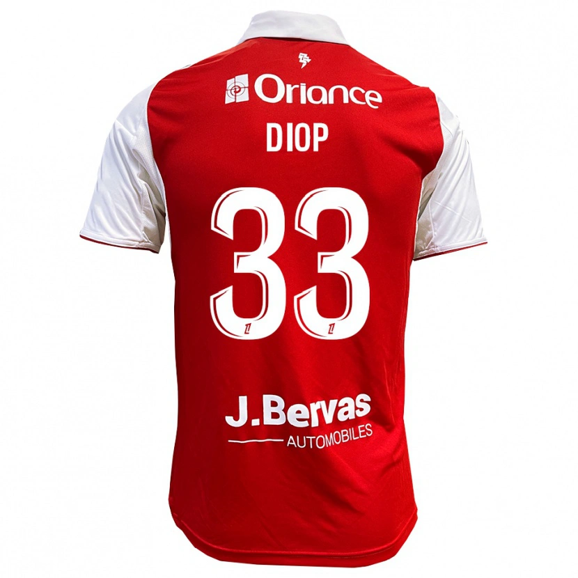 Danxen Kinder Saliou Diop #33 Rot Weiß Heimtrikot Trikot 2025/26 T-Shirt