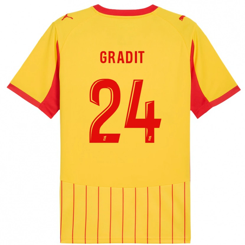 Danxen Kinder Jonathan Gradit #24 Gelb Rot Heimtrikot Trikot 2025/26 T-Shirt