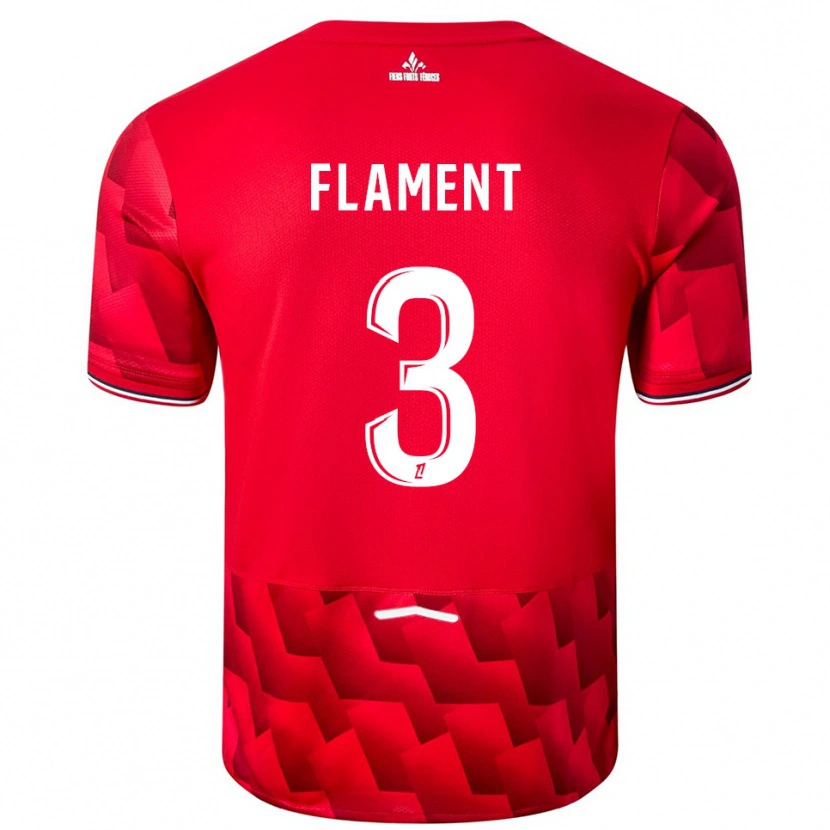 Danxen Kinder Corentin Flament #3 Rot Weiß Heimtrikot Trikot 2025/26 T-Shirt