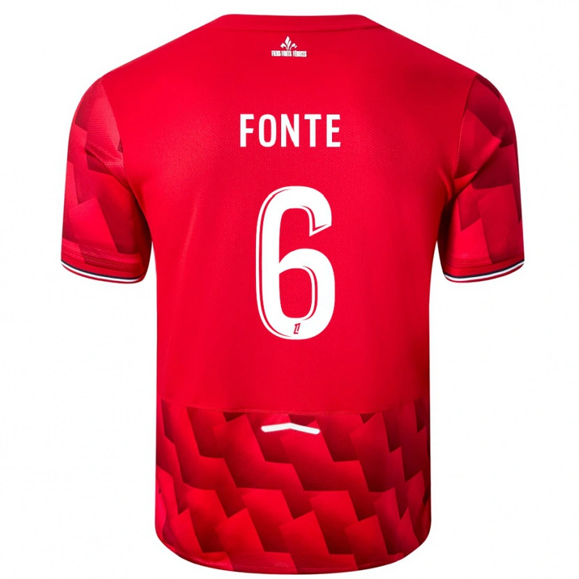 Danxen Kinder Jose Fonte #6 Rot Weiß Heimtrikot Trikot 2025/26 T-Shirt
