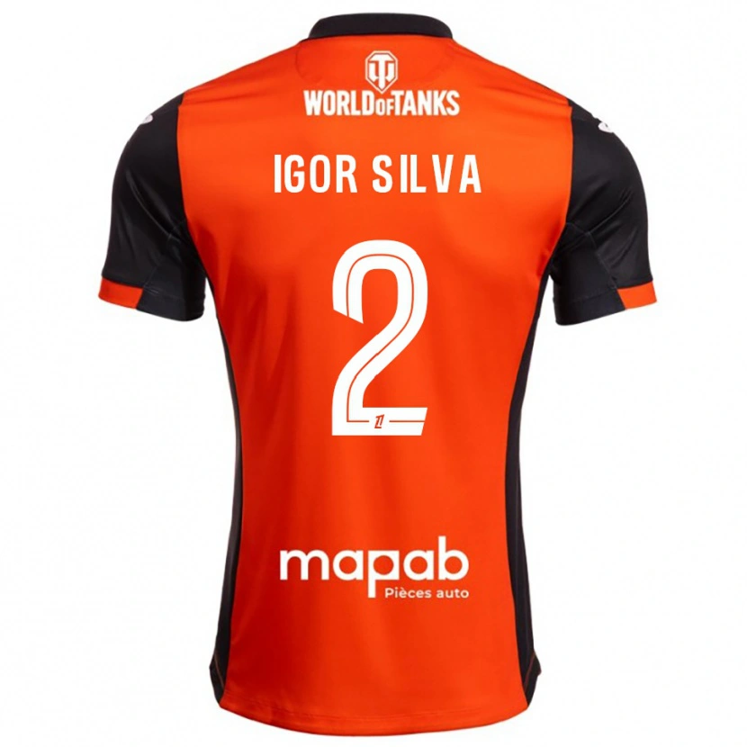 Danxen Kinder Igor Silva #2 Schwarz Orange Heimtrikot Trikot 2025/26 T-Shirt