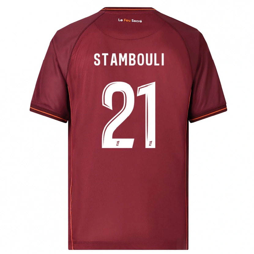 Danxen Kinder Benjamin Stambouli #21 Burgunderrot Weiß Heimtrikot Trikot 2025/26 T-Shirt