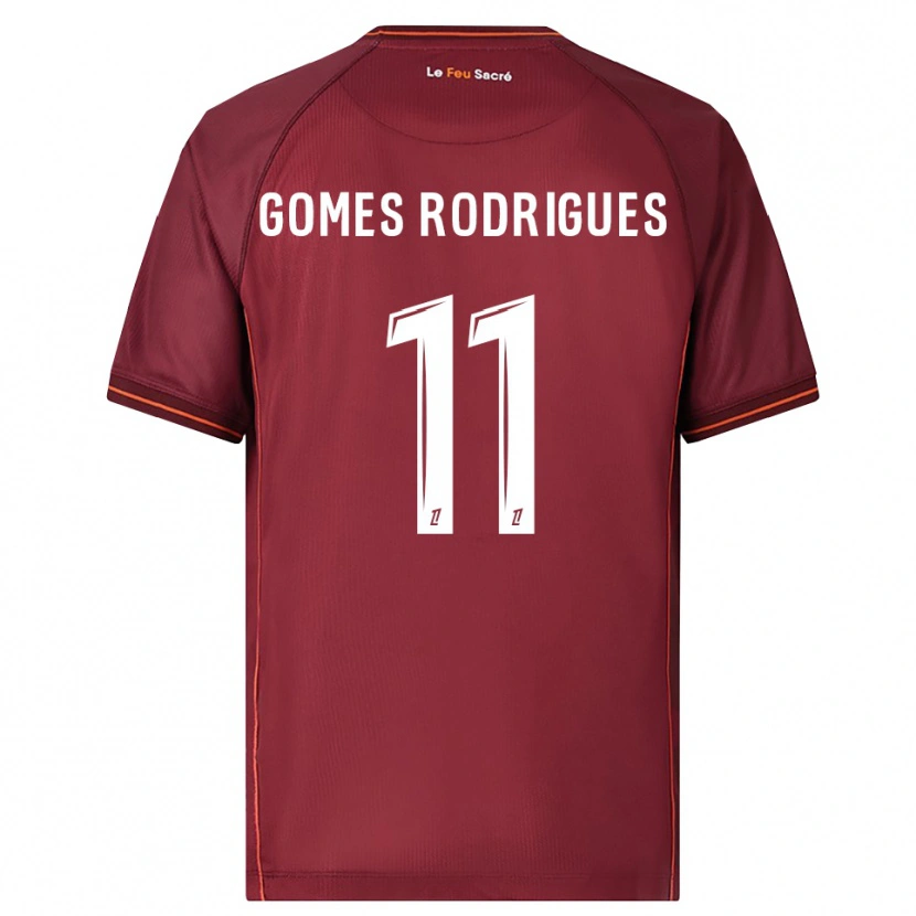 Danxen Kinder Jess Gomes Rodrigues #11 Burgunderrot Weiß Heimtrikot Trikot 2025/26 T-Shirt