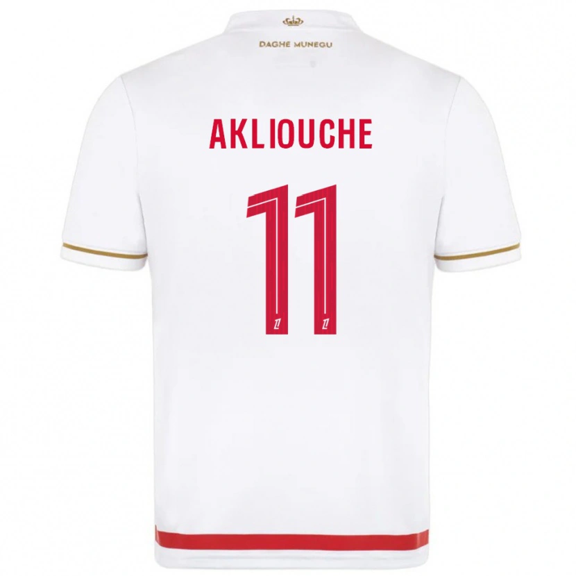 Danxen Kinder Maghnes Akliouche #11 Rot Weiß Heimtrikot Trikot 2025/26 T-Shirt
