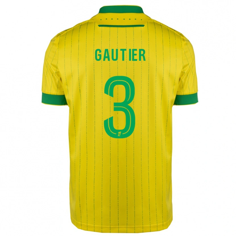 Danxen Kinder Louka Gautier #3 Gelb Grün Heimtrikot Trikot 2025/26 T-Shirt
