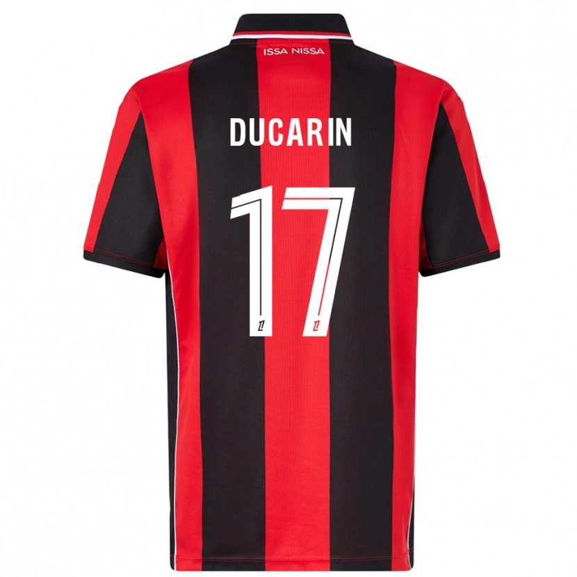 Danxen Kinder Léa Ducarin #17 Rot Schwarz Heimtrikot Trikot 2025/26 T-Shirt