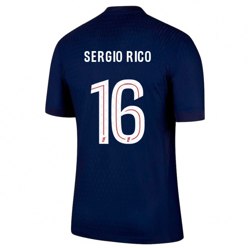 Danxen Kinder Sergio Rico #16 Marine Rot Heimtrikot Trikot 2025/26 T-Shirt