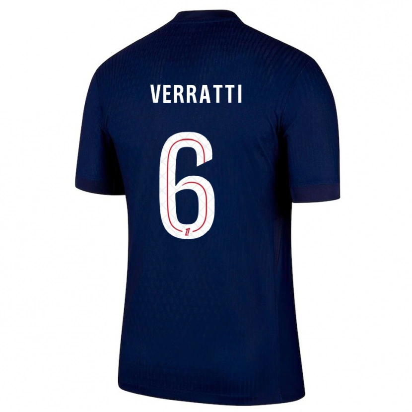 Danxen Kinder Marco Verratti #6 Marine Rot Heimtrikot Trikot 2025/26 T-Shirt