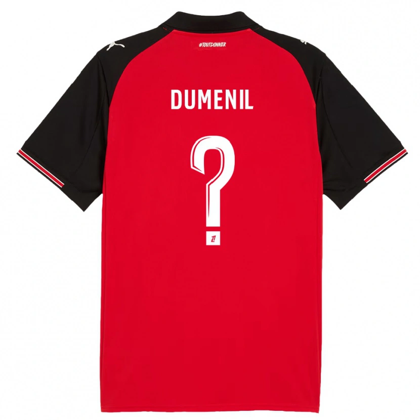 Danxen Kinder Kylian Dumenil #0 Rot Schwarz Heimtrikot Trikot 2025/26 T-Shirt