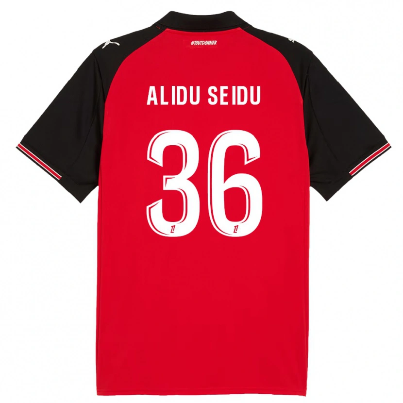 Danxen Kinder Alidu Seidu #36 Rot Schwarz Heimtrikot Trikot 2025/26 T-Shirt