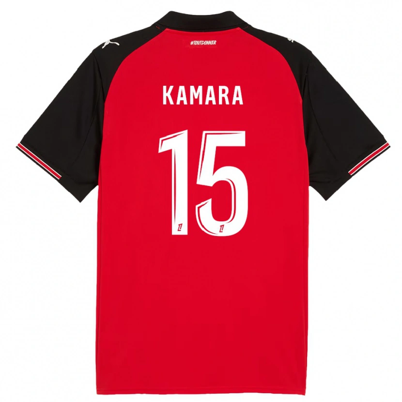 Danxen Kinder Glen Kamara #15 Rot Schwarz Heimtrikot Trikot 2025/26 T-Shirt