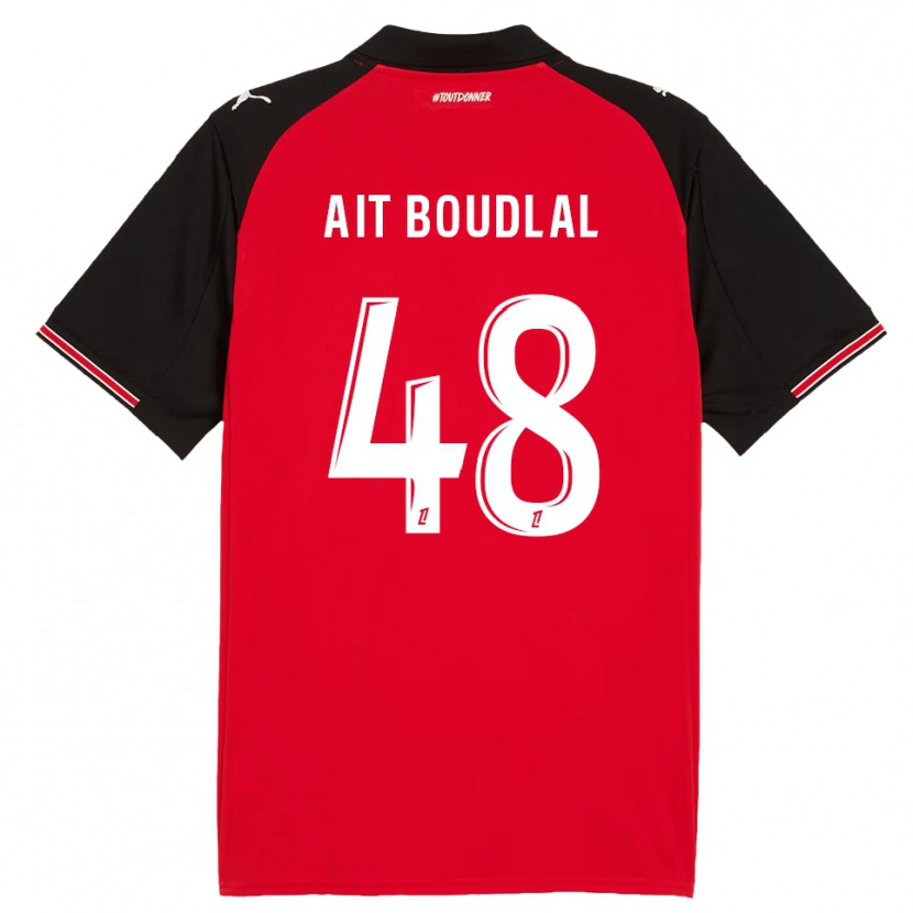 Danxen Kinder Abdelhamid Ait Boudlal #48 Rot Schwarz Heimtrikot Trikot 2025/26 T-Shirt