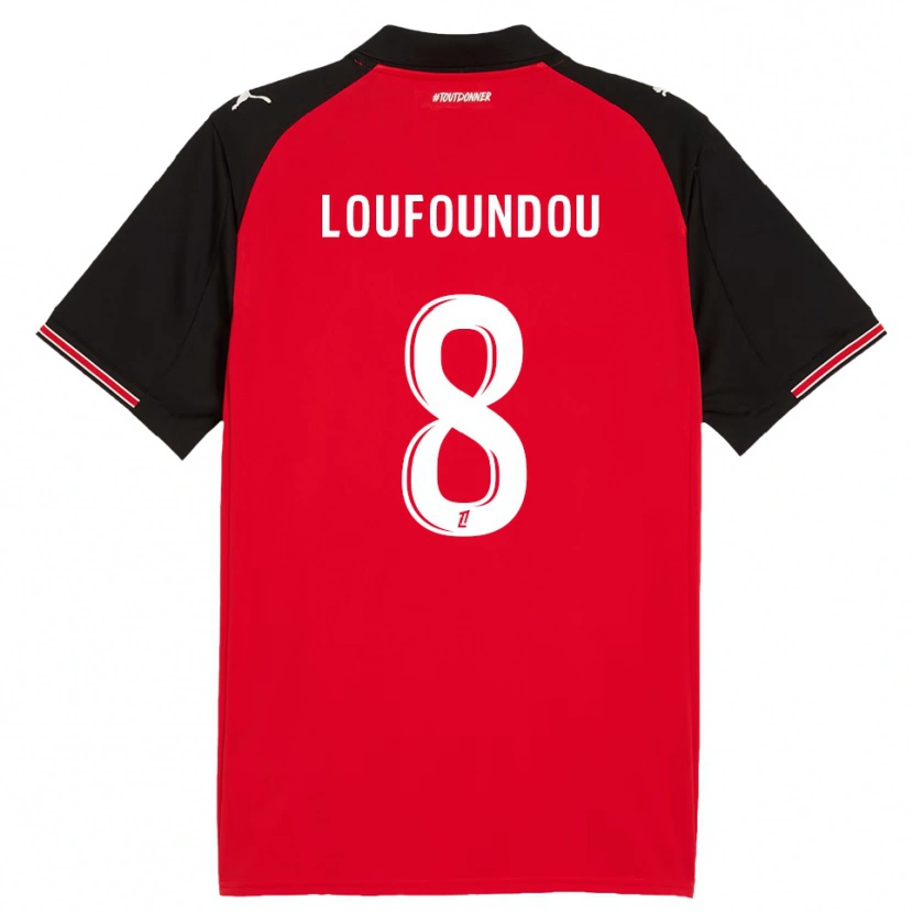 Danxen Kinder Noah Loufoundou #8 Rot Schwarz Heimtrikot Trikot 2025/26 T-Shirt