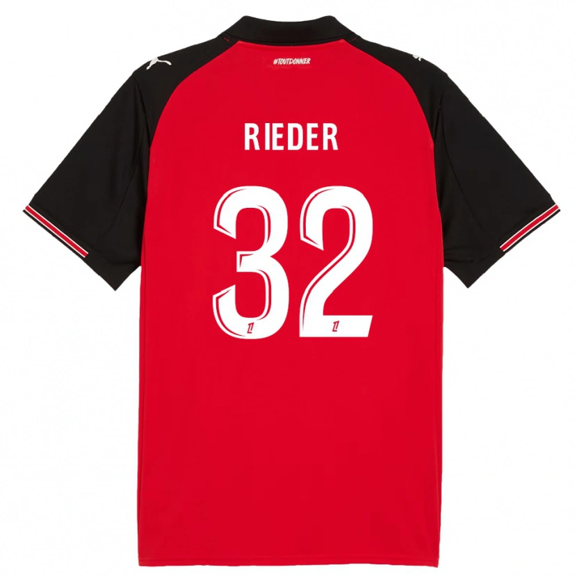 Danxen Kinder Fabian Rieder #32 Rot Schwarz Heimtrikot Trikot 2025/26 T-Shirt