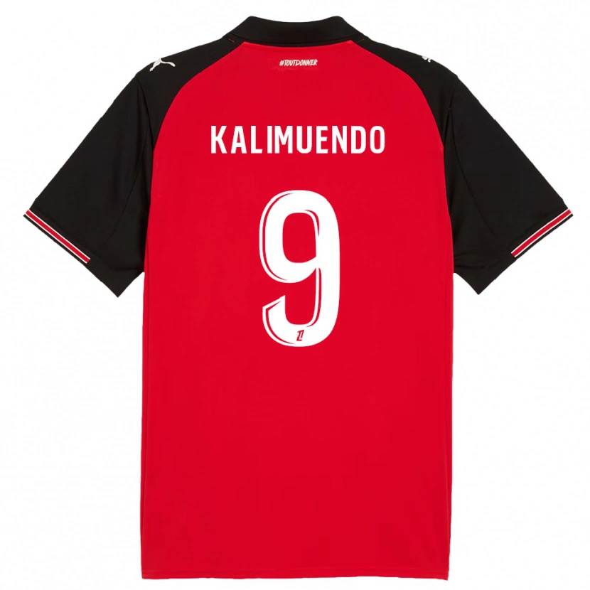 Danxen Kinder Arnaud Kalimuendo #9 Rot Schwarz Heimtrikot Trikot 2025/26 T-Shirt
