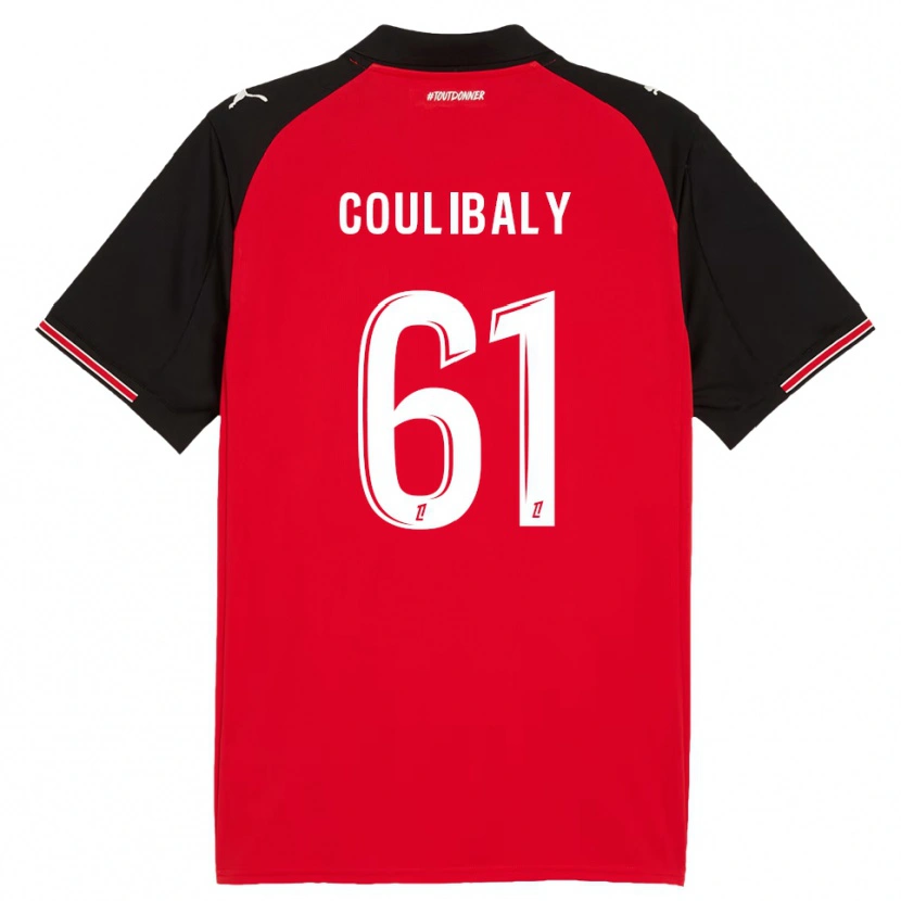 Danxen Kinder Joël-Emmanuel Coulibaly #61 Rot Schwarz Heimtrikot Trikot 2025/26 T-Shirt