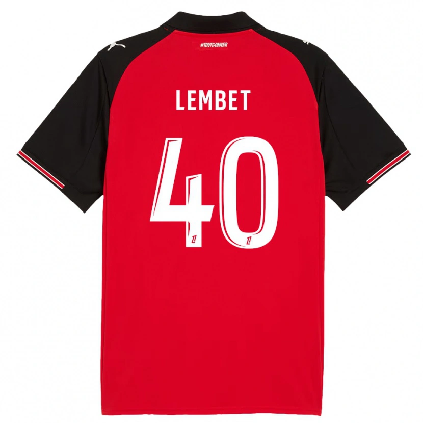 Danxen Kinder Geoffrey Lembet #40 Rot Schwarz Heimtrikot Trikot 2025/26 T-Shirt