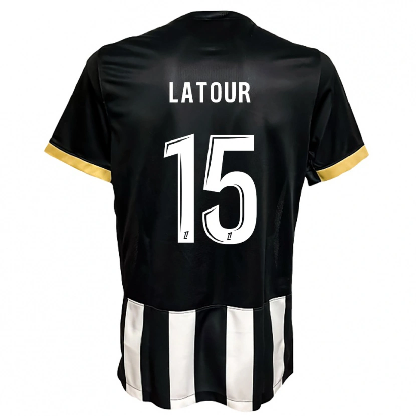 Danxen Kinder Léo Latour #15 Schwarz Weiß Heimtrikot Trikot 2025/26 T-Shirt