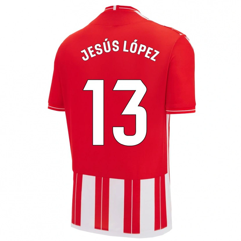 Danxen Kinder Jesús López #13 Rot Weiß Heimtrikot Trikot 2025/26 T-Shirt
