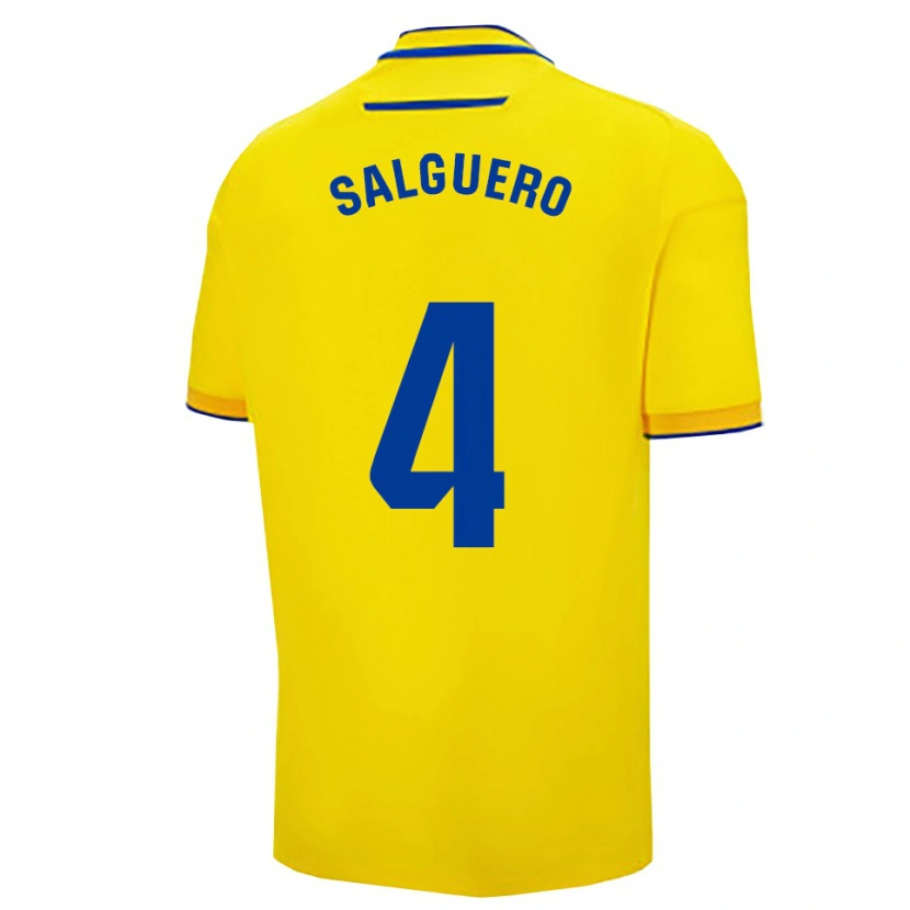 Danxen Kinder Adrián Salguero #4 Gelb Marine Heimtrikot Trikot 2025/26 T-Shirt