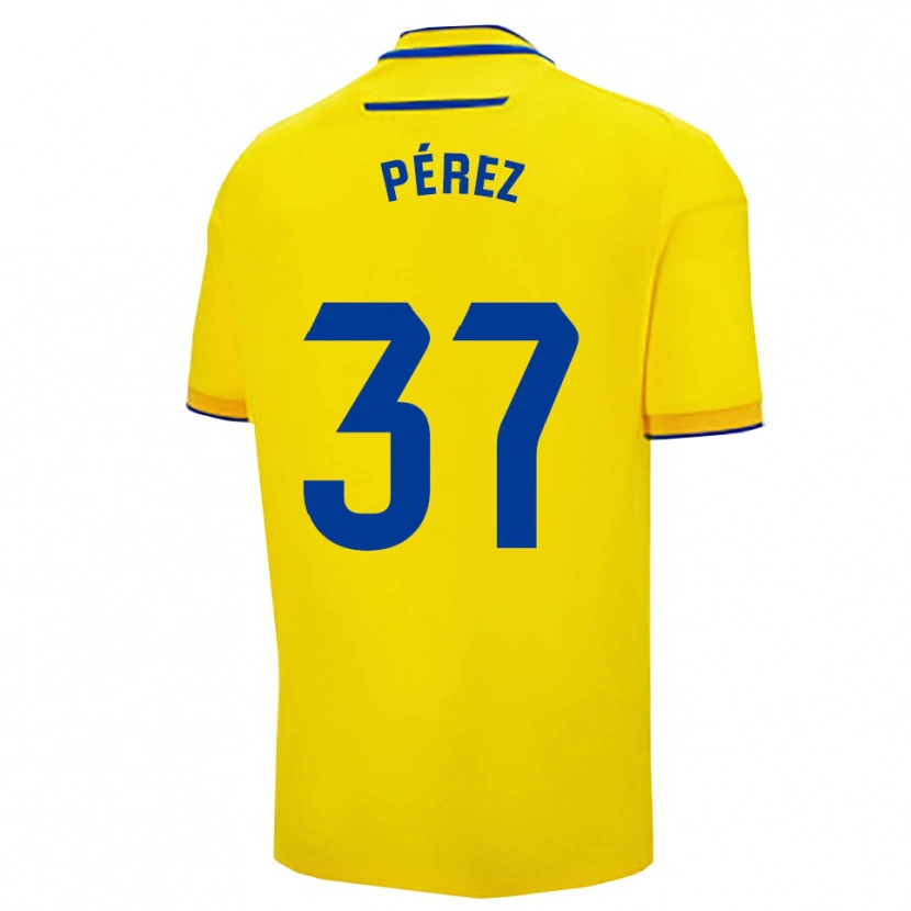 Danxen Kinder David Pérez #37 Gelb Marine Heimtrikot Trikot 2025/26 T-Shirt