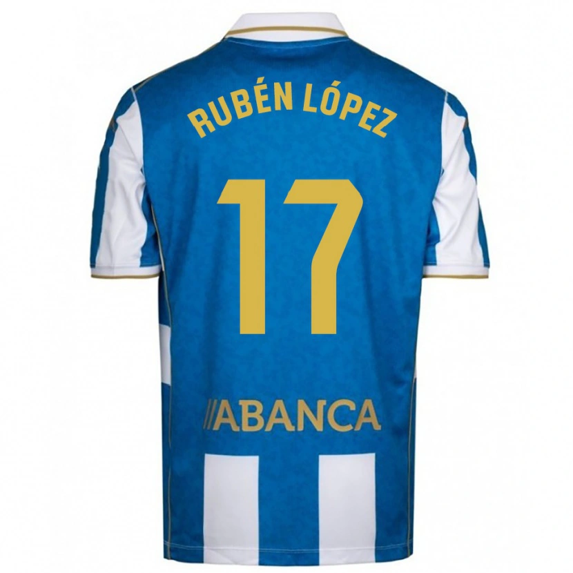 Danxen Kinder Rubén López #17 Weiß Blau Heimtrikot Trikot 2025/26 T-Shirt
