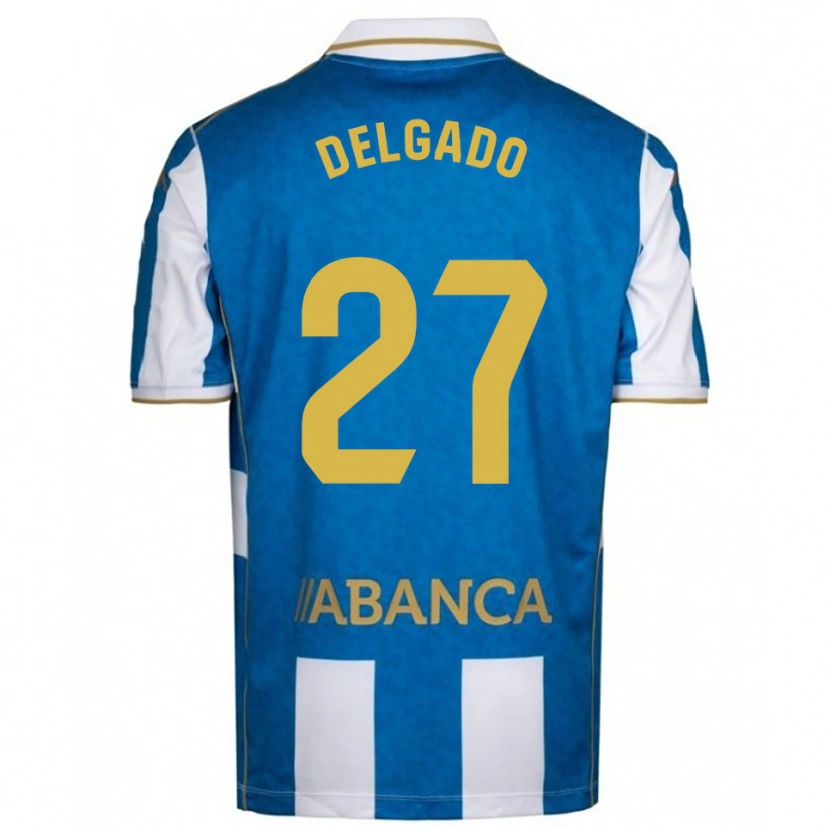 Danxen Kinder Álex Delgado #27 Weiß Blau Heimtrikot Trikot 2025/26 T-Shirt