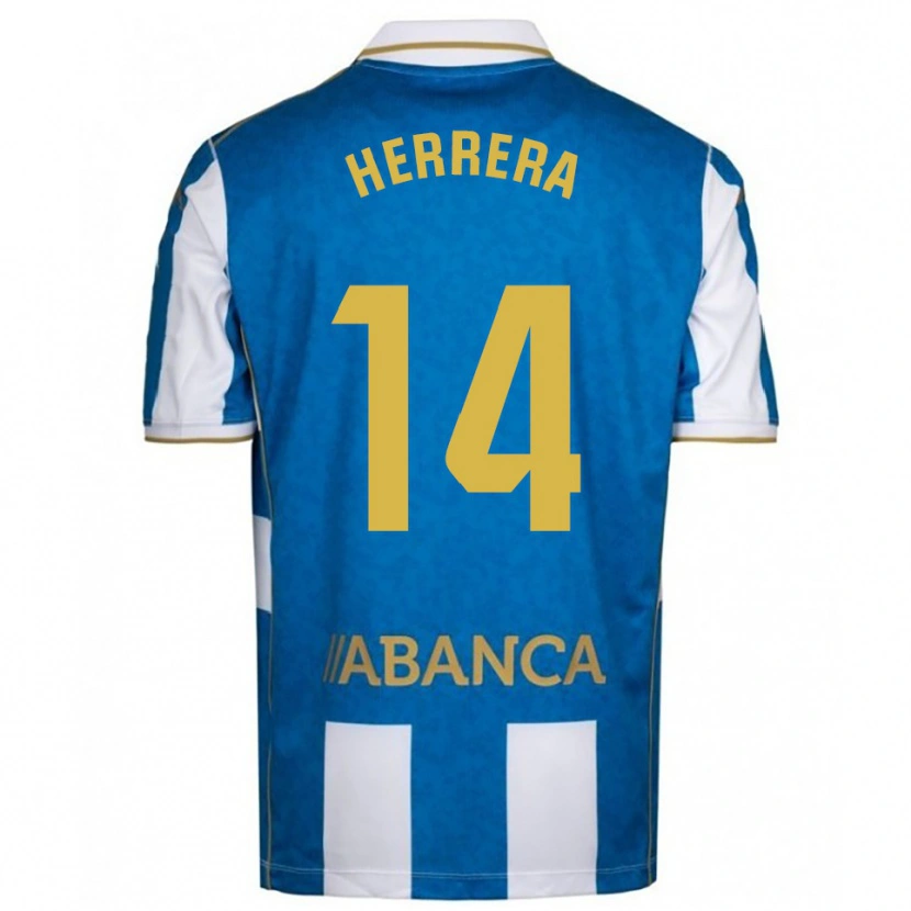 Danxen Kinder Cristian Herrera #14 Weiß Blau Heimtrikot Trikot 2025/26 T-Shirt