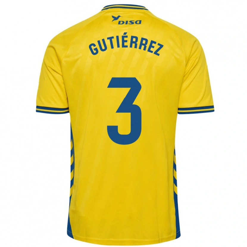 Danxen Kinder Cristian Gutiérrez #3 Gelb Blau Heimtrikot Trikot 2025/26 T-Shirt