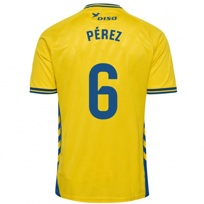 Danxen Kinder Yoni Pérez #6 Gelb Blau Heimtrikot Trikot 2025/26 T-Shirt