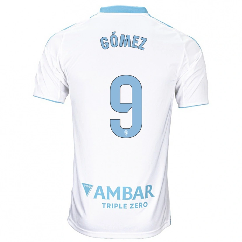 Danxen Kinder Dani Gómez #9 Weiß Himmelblau Heimtrikot Trikot 2025/26 T-Shirt