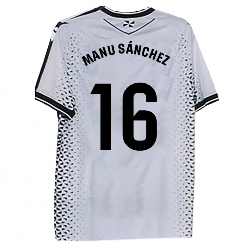 Danxen Kinder Manu Sánchez #16 Weiß Schwarz Heimtrikot Trikot 2025/26 T-Shirt