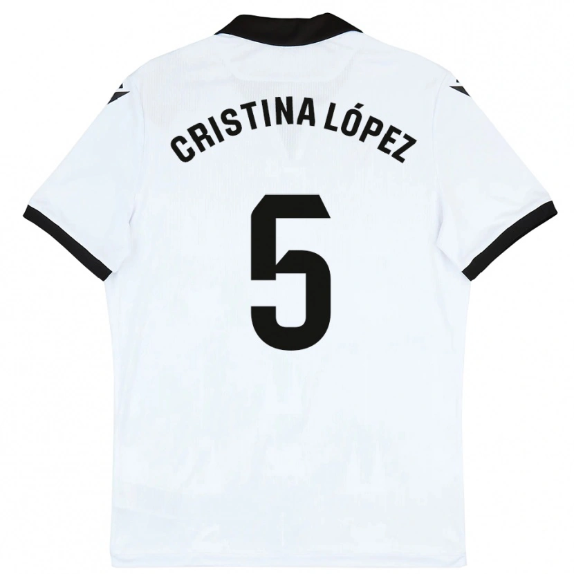 Danxen Kinder Cristina López #5 Weiß Schwarz Heimtrikot Trikot 2025/26 T-Shirt