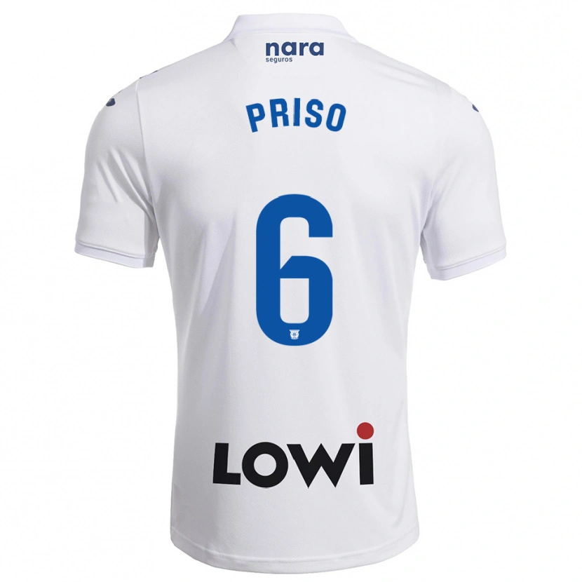 Danxen Kinder Mike Priso #6 Weiß Marine Heimtrikot Trikot 2025/26 T-Shirt