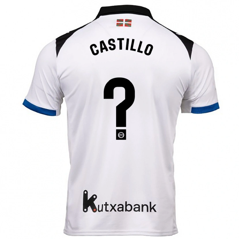 Danxen Kinder Adrián Castillo #0 Weiß Blau Auswärtstrikot Trikot 2025/26 T-Shirt