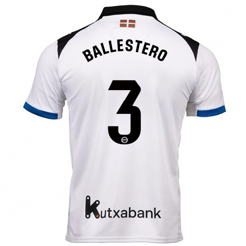 Danxen Kinder Carlos Ballestero #3 Weiß Blau Auswärtstrikot Trikot 2025/26 T-Shirt