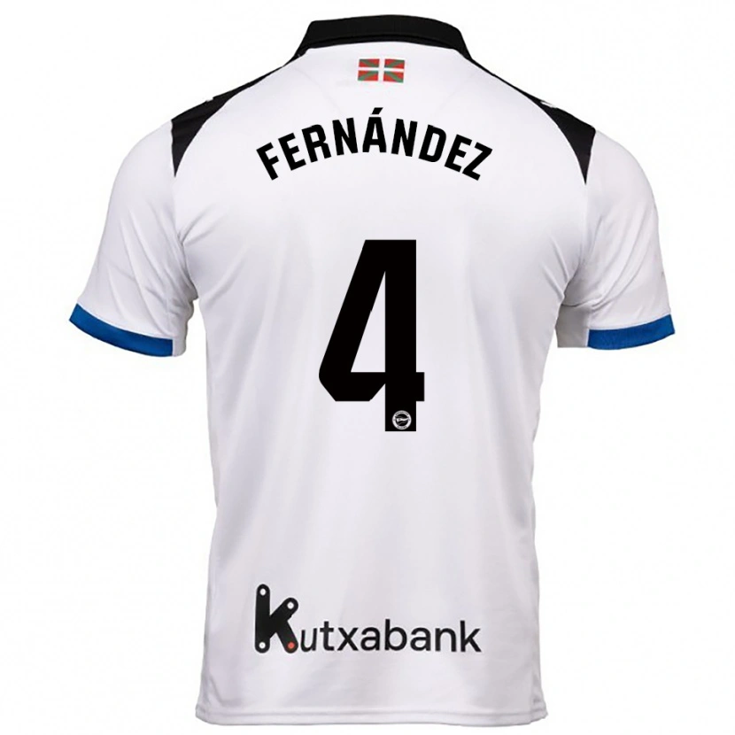 Danxen Kinder Aritz Fernández #4 Weiß Blau Auswärtstrikot Trikot 2025/26 T-Shirt