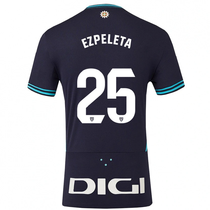 Danxen Kinder Ander Ezpeleta #25 Marine Himmelblau Auswärtstrikot Trikot 2025/26 T-Shirt