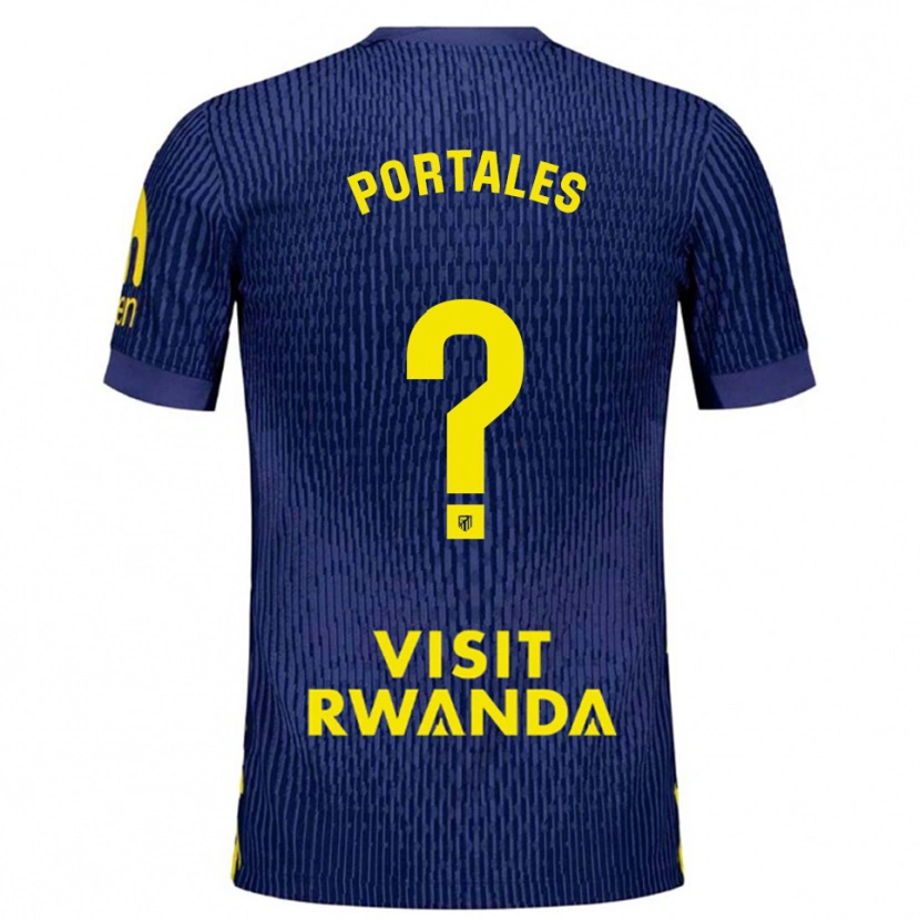 Danxen Kinder Macarena Portales #0 Marine Gelb Auswärtstrikot Trikot 2025/26 T-Shirt