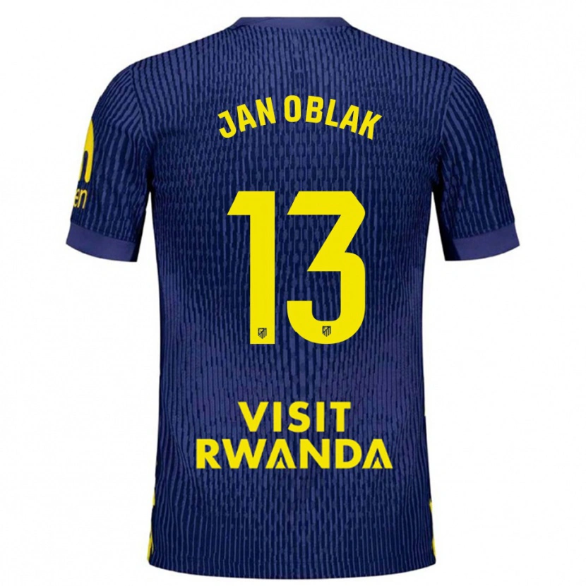 Danxen Kinder Jan Oblak #13 Marine Gelb Auswärtstrikot Trikot 2025/26 T-Shirt