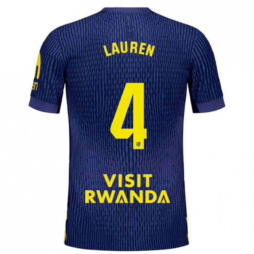 Danxen Kinder Lauren Eduarda Leal Costa #4 Marine Gelb Auswärtstrikot Trikot 2025/26 T-Shirt