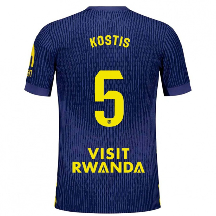 Danxen Kinder Ilias Kostis #5 Marine Gelb Auswärtstrikot Trikot 2025/26 T-Shirt