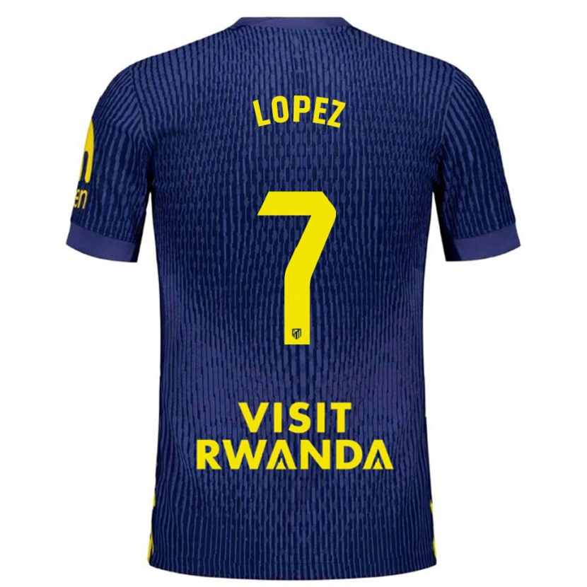 Danxen Kinder Maitane Lopez #7 Marine Gelb Auswärtstrikot Trikot 2025/26 T-Shirt