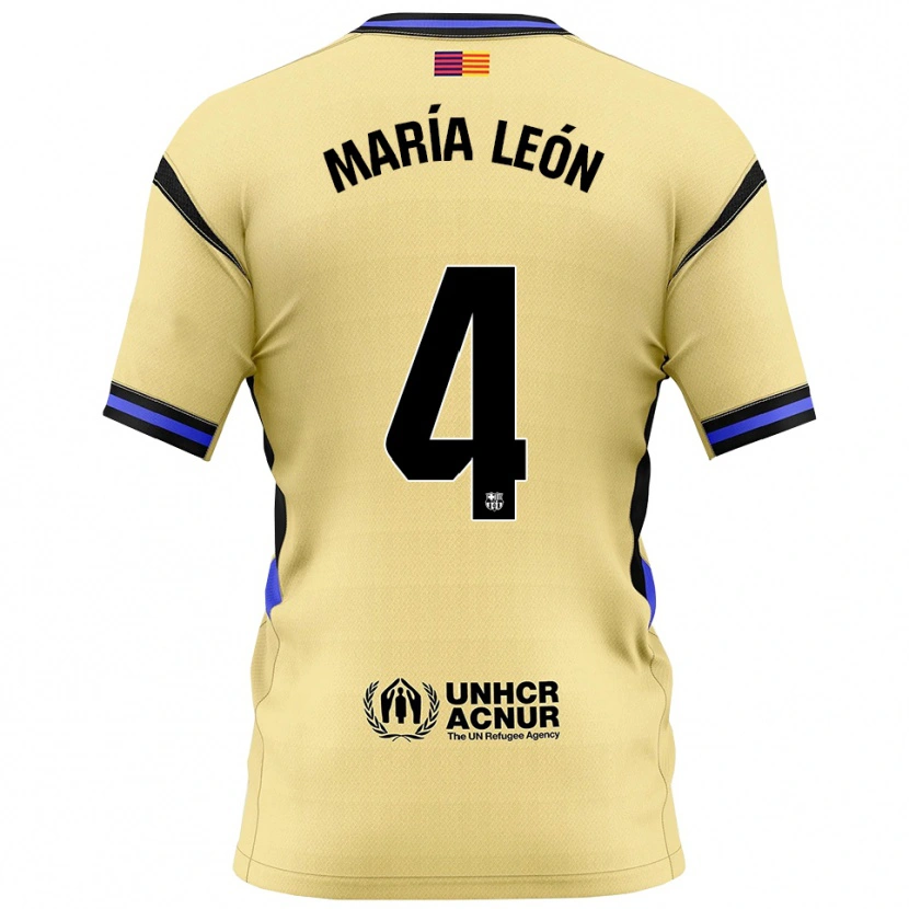 Danxen Kinder María Pilar León #4 Gelb Schwarz Auswärtstrikot Trikot 2025/26 T-Shirt