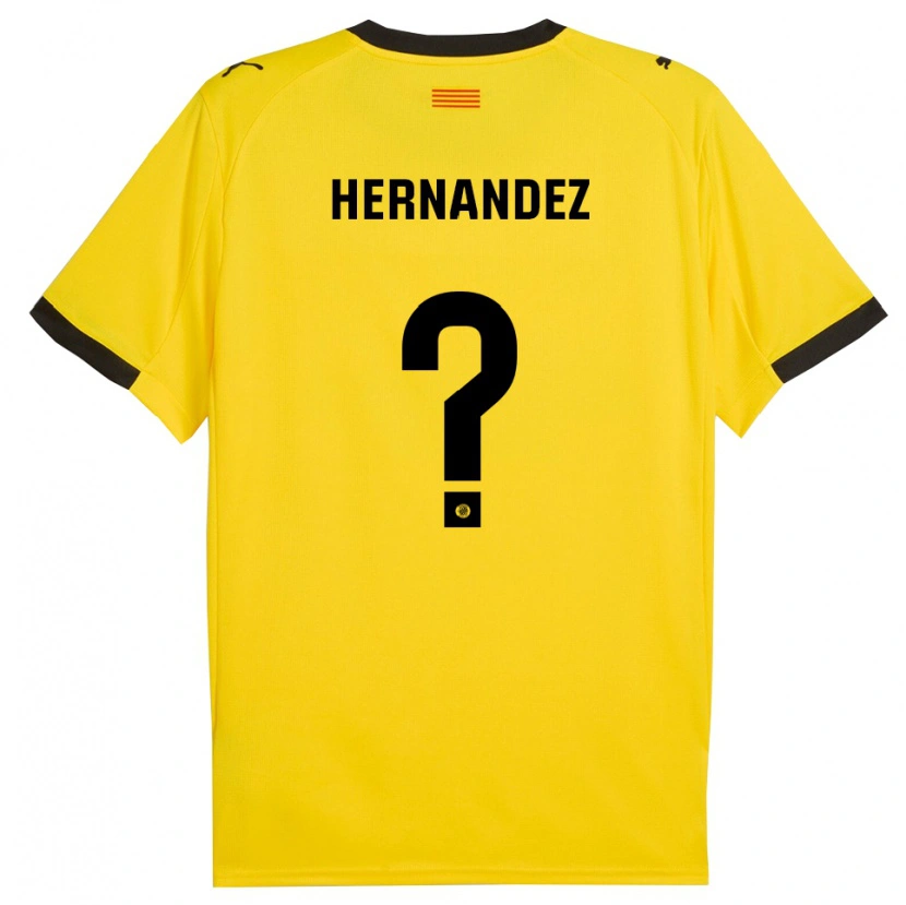 Danxen Kinder Guillem Hernández #0 Gelb Schwarz Auswärtstrikot Trikot 2025/26 T-Shirt