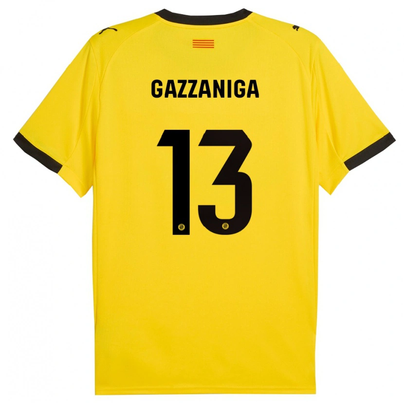 Danxen Kinder Paulo Gazzaniga #13 Gelb Schwarz Auswärtstrikot Trikot 2025/26 T-Shirt