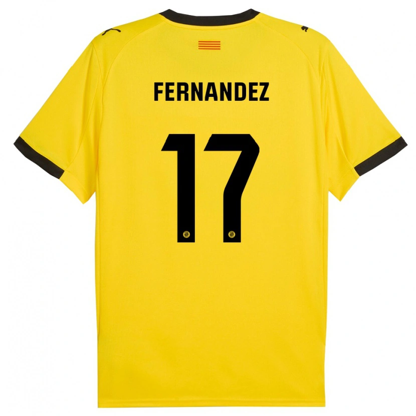 Danxen Kinder Daniel Fernández #17 Gelb Schwarz Auswärtstrikot Trikot 2025/26 T-Shirt