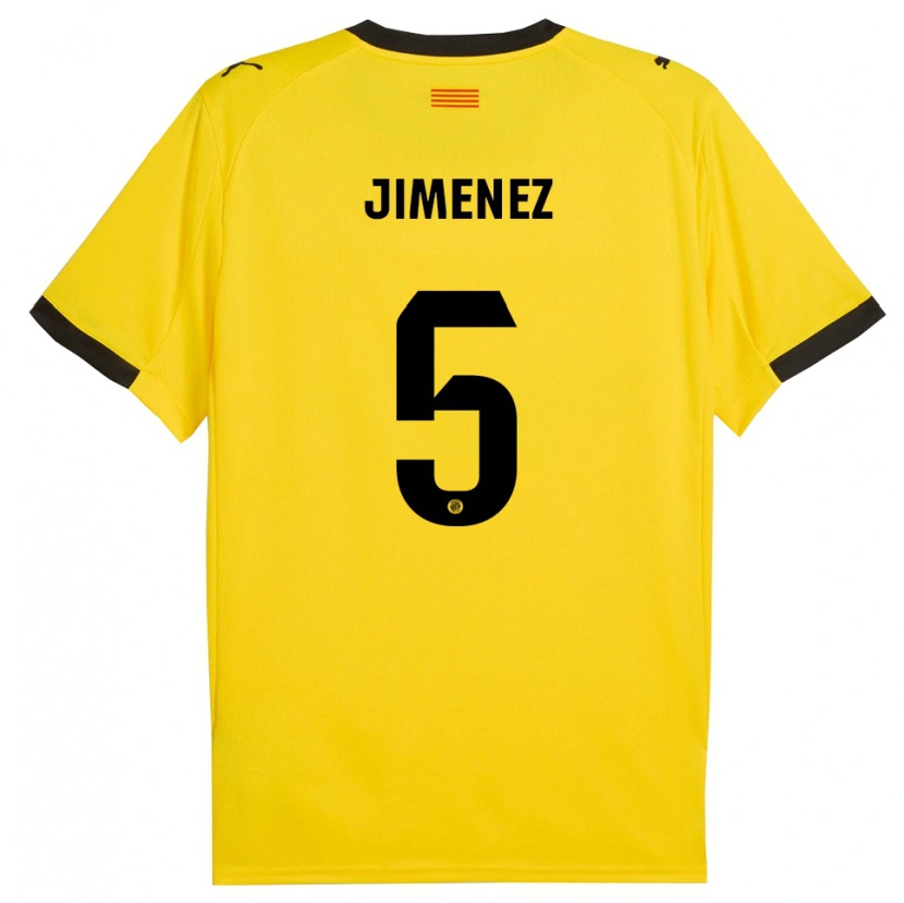 Danxen Kinder Ángela Jiménez #5 Gelb Schwarz Auswärtstrikot Trikot 2025/26 T-Shirt