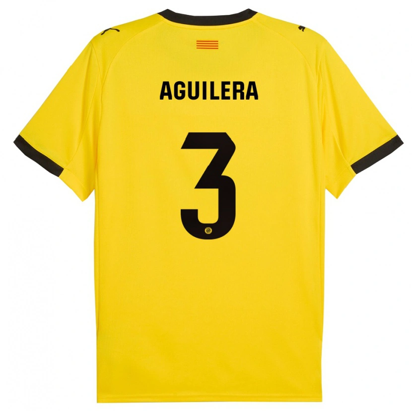 Danxen Kinder Oriol Aguilera #3 Gelb Schwarz Auswärtstrikot Trikot 2025/26 T-Shirt